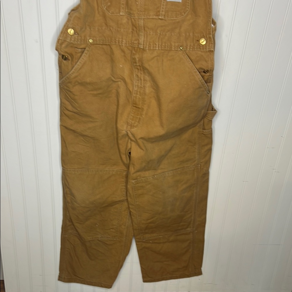 Carhartt R01 Tan Bib Overalls Size 37”X27.5” - Picture 2 of 11